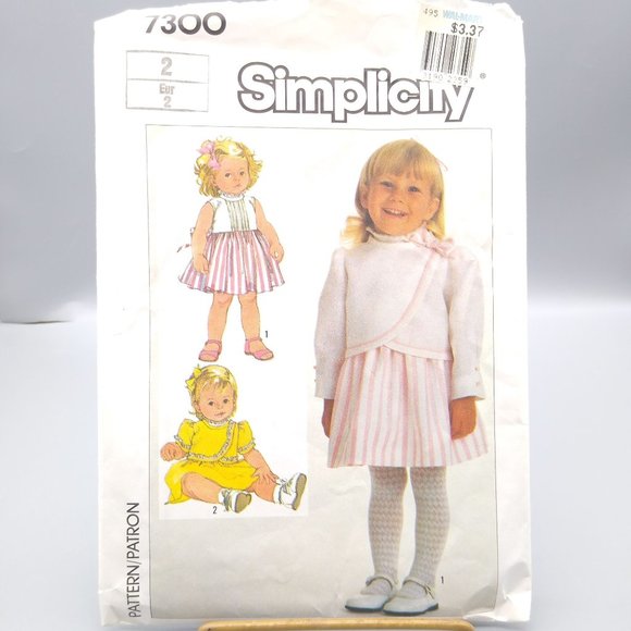 Vintage Sewing PATTERN Simplicity 7300, Toddlers 1985 Dress and Jacket, Child - Picture 1 of 2